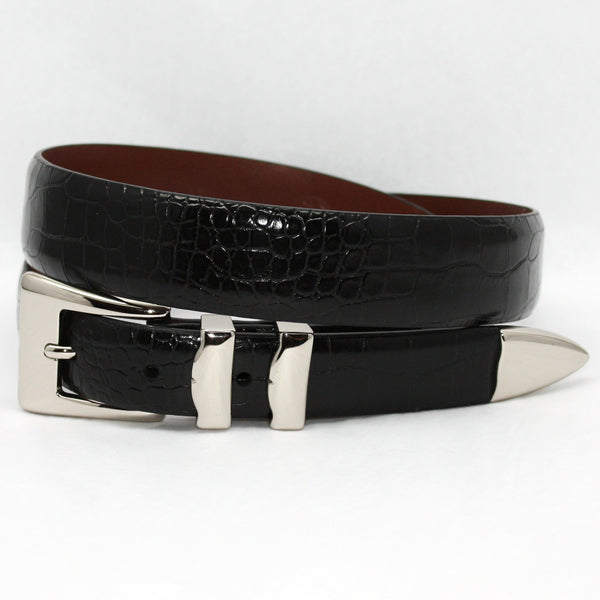 Torino Alligator Embossed Calf Belt With Nickel Set