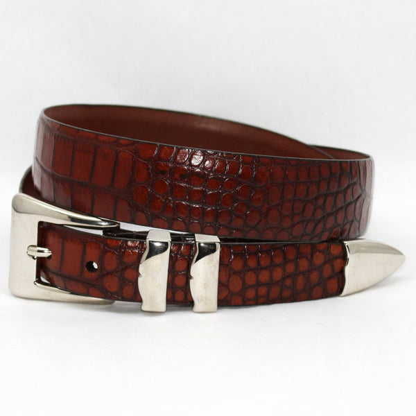 Torino Alligator Embossed Calf Belt With Nickel Set