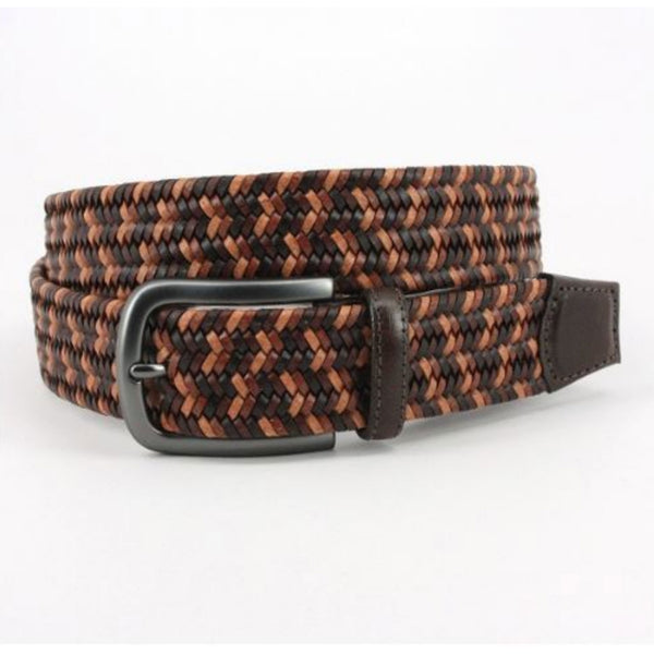 Torino Italian Mini Strand Woven Stretch Leather Belt